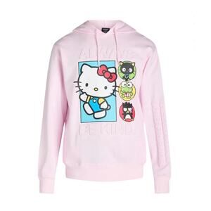 Hello Kitty Graphics Pink Always Be Kind Embossed Men’s Pullover Hoodie Size XL